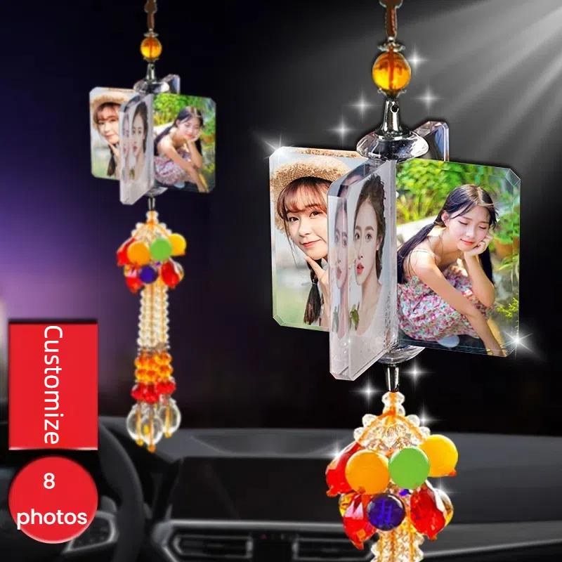 Dropshipping Gift Car pendant photo custom car charm crystal pendant rearview mirror ornament ladies personality car hanger