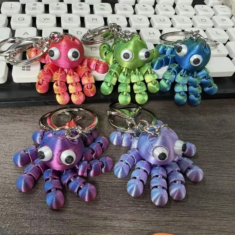 Portachiavi Polpo 3D Carino - Tentacoli e Piedi Flessibili Colori Vivaci Accessorio da Appendere per Sacchetto Regalo di San Valentino Decorazione da Scrivania