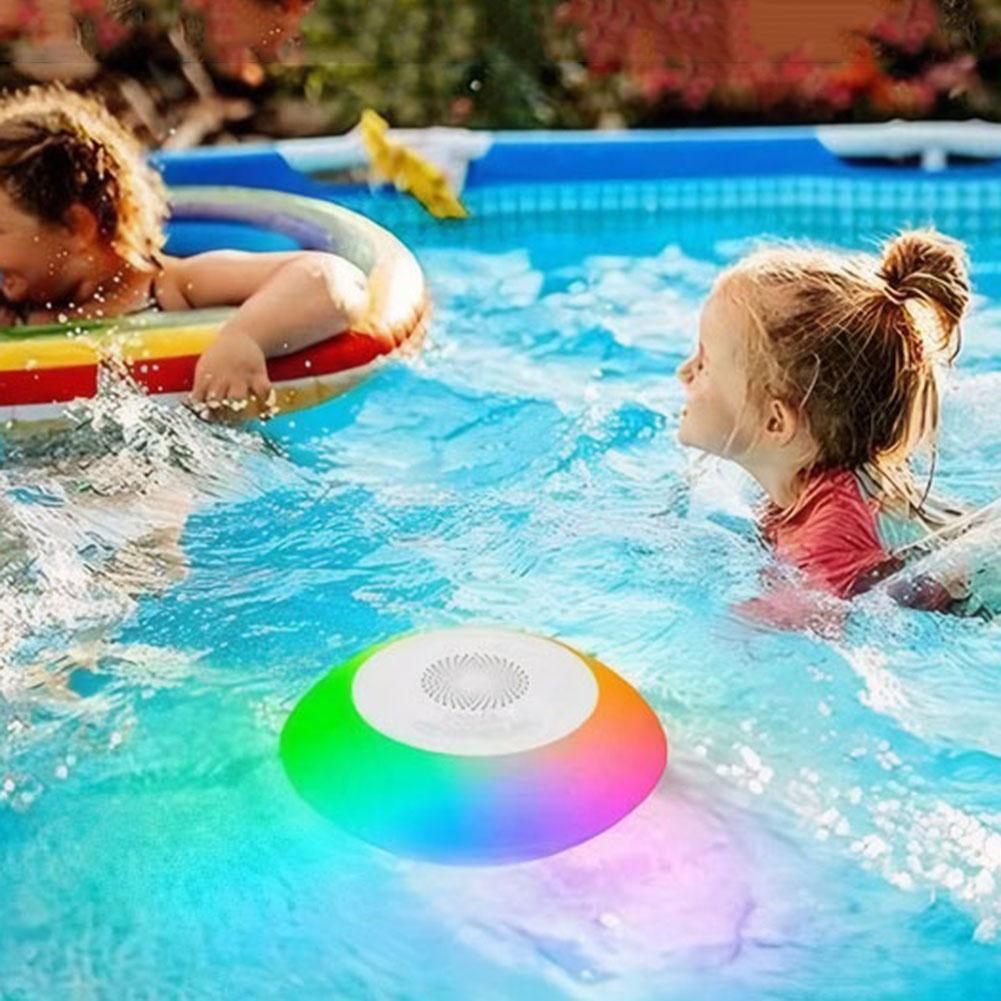 Mini Bluetooth Speaker Shower Subwoofer Waterproof Handsfree Loudspeaker RGB Light Floating Pool Speaker for Bathroom Pool Beach