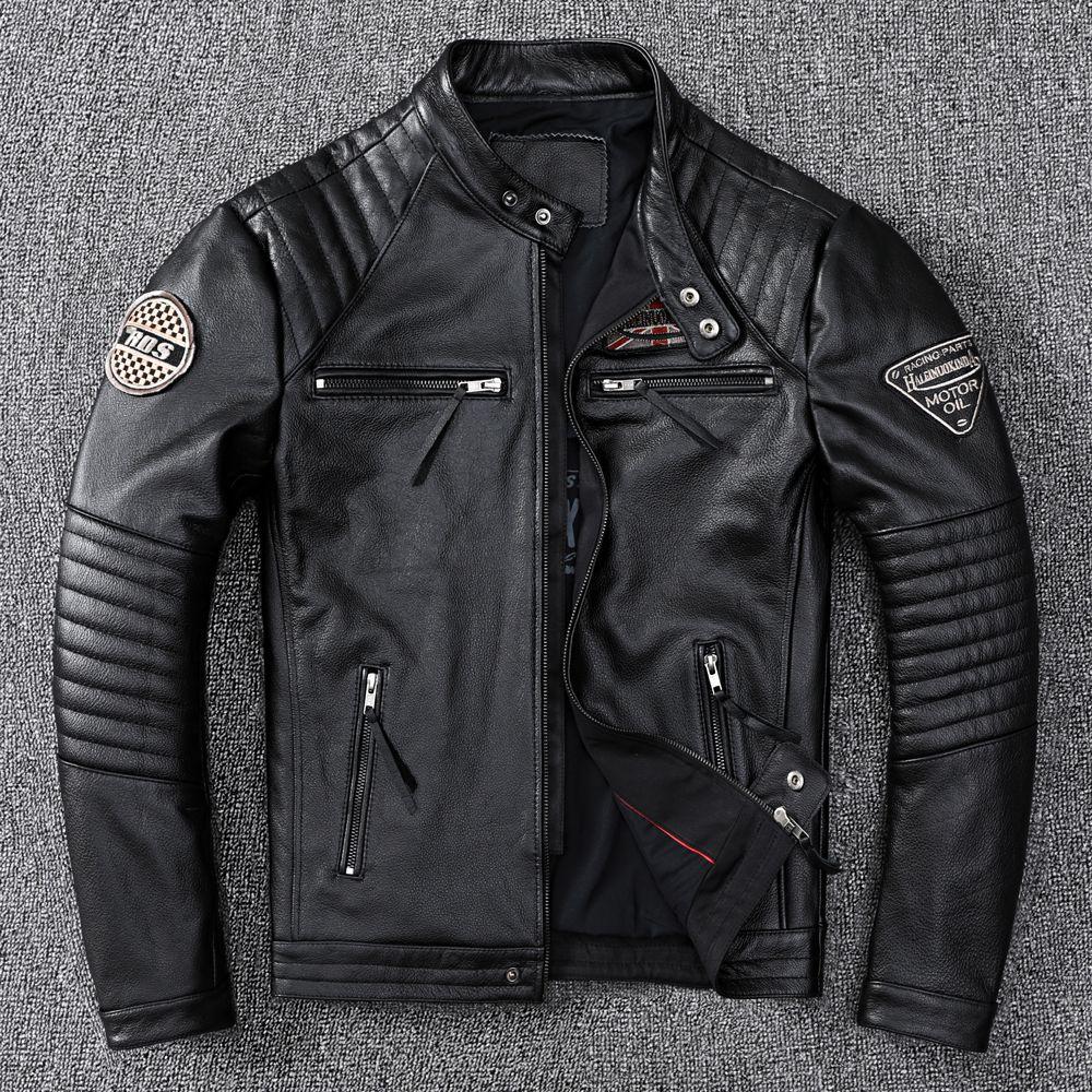Motorcycle Front Layer Cowhide Leather Genuine Leather Jacket Men's Motorcycle Suit Slim Short Youth Leather Jacket Jacket