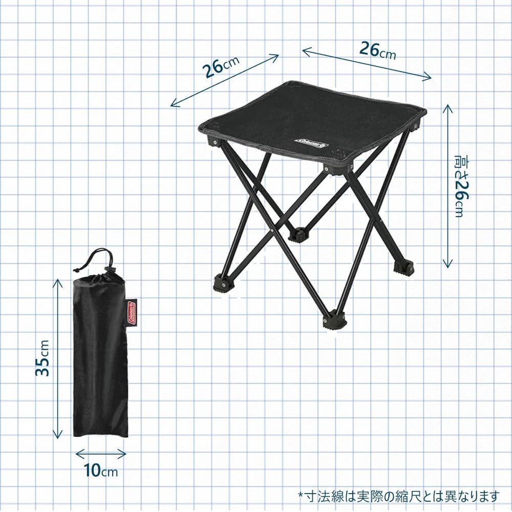 Coleman Compact Trekking Includes storage Stool, Black, 2000021982. Outdoor, camping, park, leisure, chair, portable, balcony, ottoman. case.