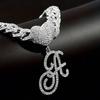 26 English Alphabet Full Diamond Heart Pendant & 13MM Cuban Anklet - Creative Hip-Hop Rapper Jewelry