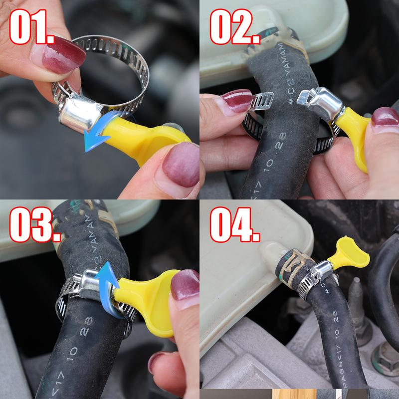 10/50pcs Plastic Handle Hand Hose Clamps Versatile Worm Driving for Tube Adjustable Stainless Steel Butterfly Pipe Clamp Clips