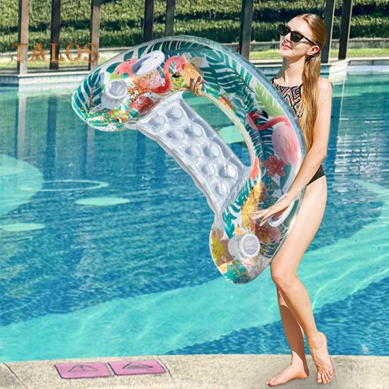 Inflatable Pool Float for Adults PVC Pool Floating Lounge Chair with Cup Holder Summer Beach Pool Lounger for Party Water Fun