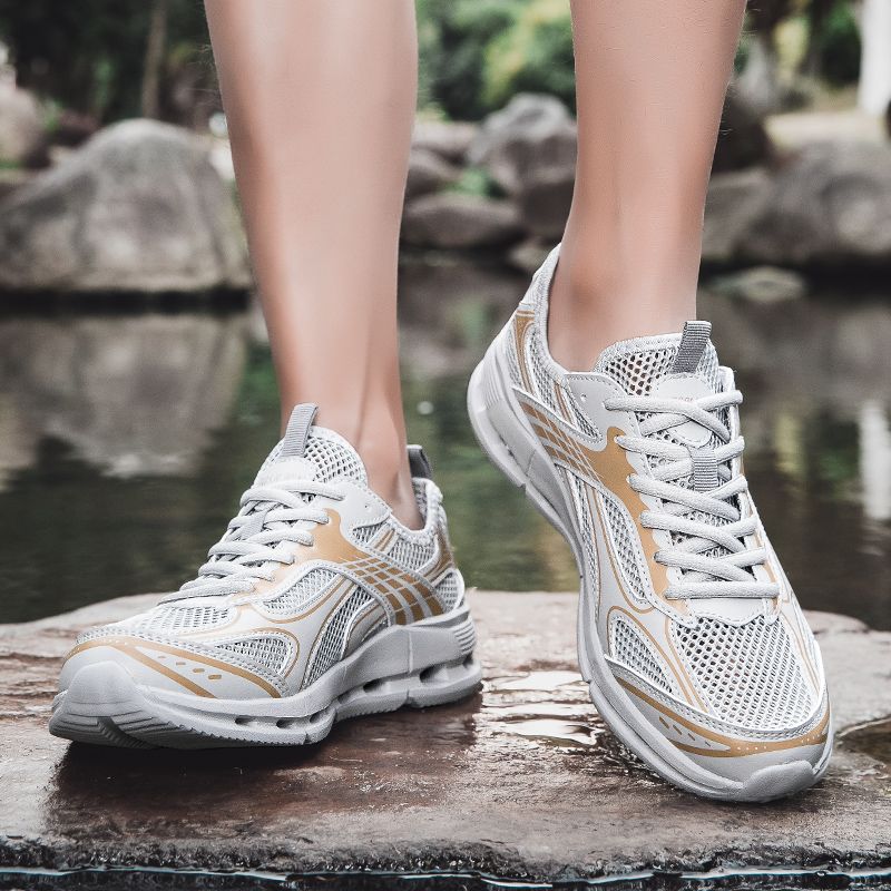 Fashion Mesh Upper Breathable Running Quick-Drying Male Sports Shoes Without Leather Spring and Autumn Simple Gym Men's Casual Sneakers