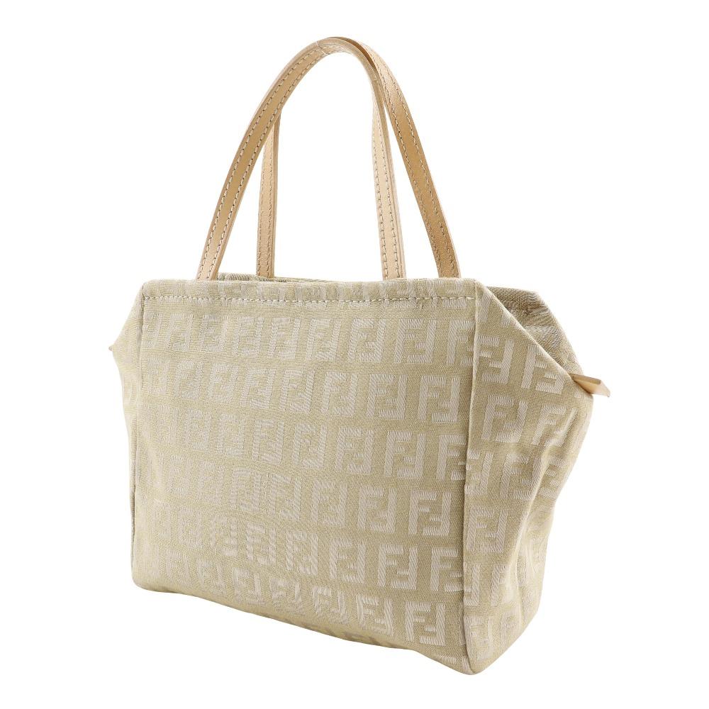 Fendi Zucca Handbag Beige Canvas Women Used