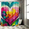 Vibrant Abstract Heart Shower Curtain - Waterproof, Mildew-Resistant, Machine Washable for Artistic Bathroom Decor