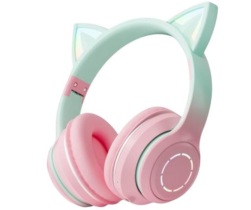 Wireless Bluetooth headphones cat on-ear gift pink