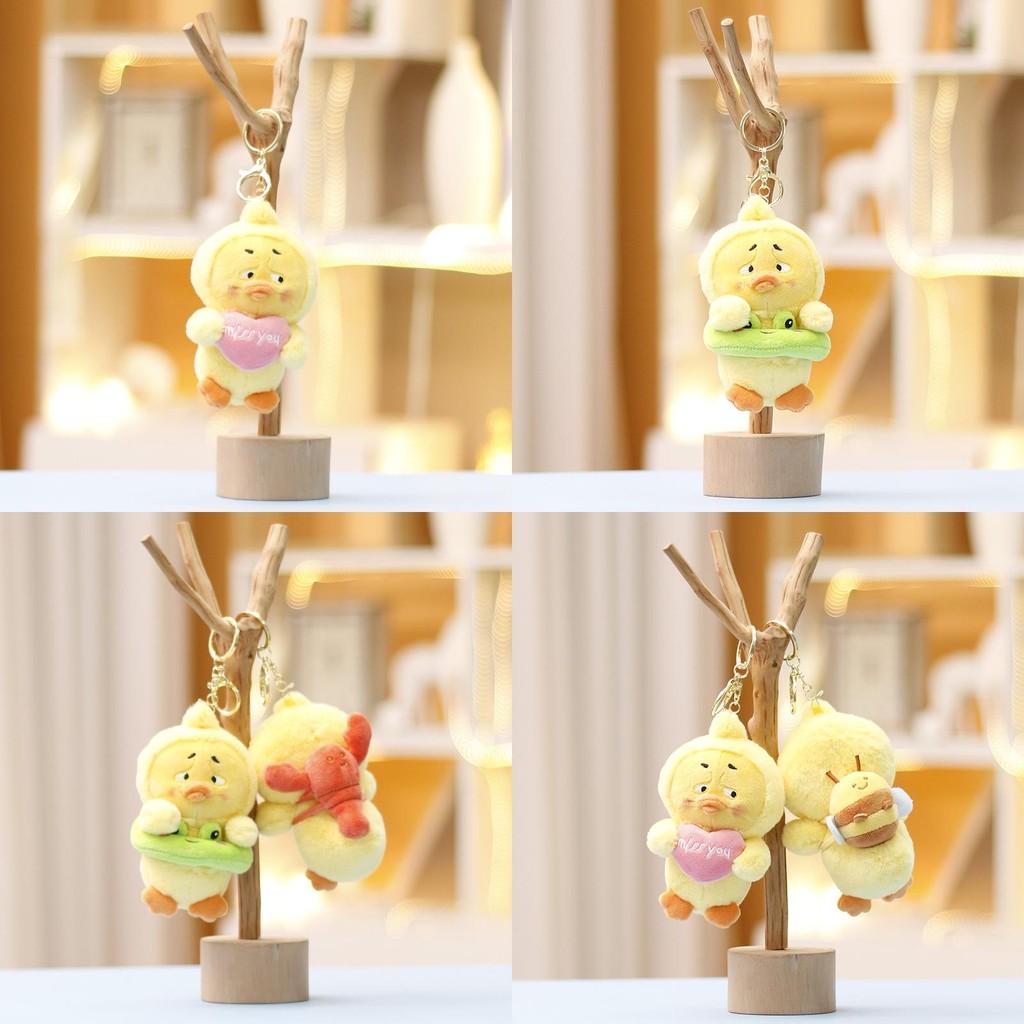 Annoying Funny Duck Keychain Cute Cartoon Girl Backpack Hanging Plush Dolls