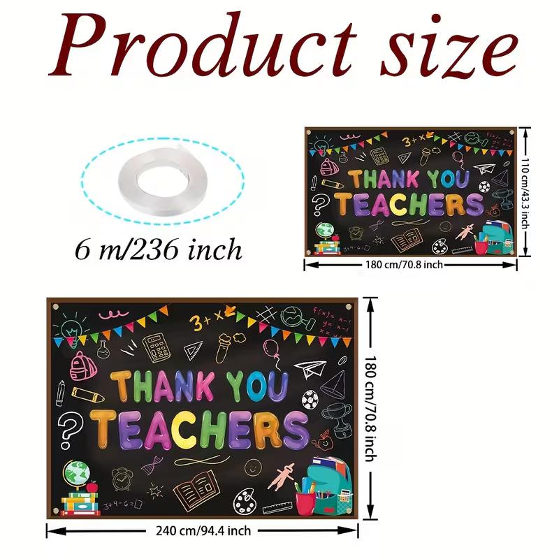 Thank You Teachers Tapestry, Classroom Chalkboard Background Cloth, School Decor