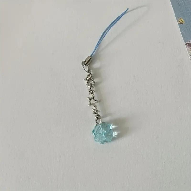 Cute Crystal Clovers Charm Phone Chain Elegant Crystal Four Leaf Clovers Phone Strap Accessory Versatile Phone Lanyard
