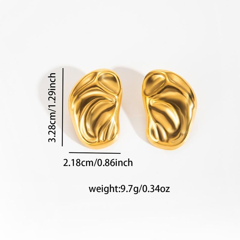 Chic Gold Stainless Steel Geometric Earrings for Women - Trendy, Non-Fading Jewelry