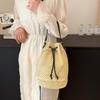 Yazlık Hasır Omuz Çantaları İpli Kadın El Dokuması Kova Çanta Rafya Örgü El Çantaları Günlük Tote Bayan Plaj Çapraz Askılı Çanta