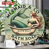 Vintage Tin Metal Sign Mermaid Bathroom Decor Rustic Farmhouse Wall Art