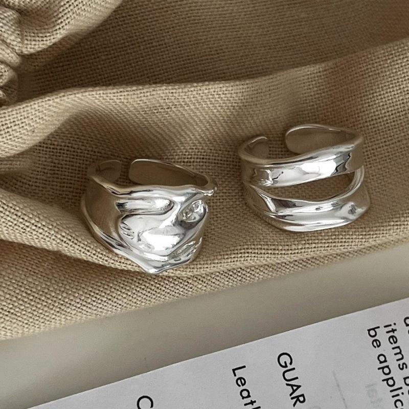 Wide Band Geometric Double Layer Open Ring for Women - Trendy Stackable Fashion Accessory