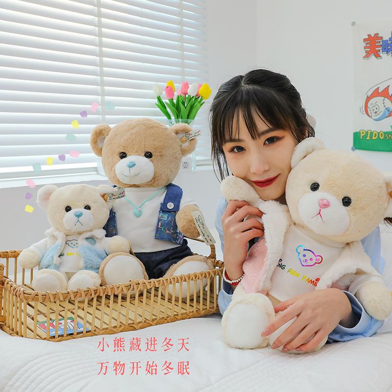 New Cute Dressed Couple Bear Doll Plush Toy Cartoon Teddy Bear Doll Birthday Gift for Girls