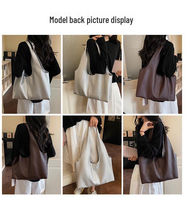 Women's Retro Korean Style Large Capacity PU Tote Bag for Versatile Use