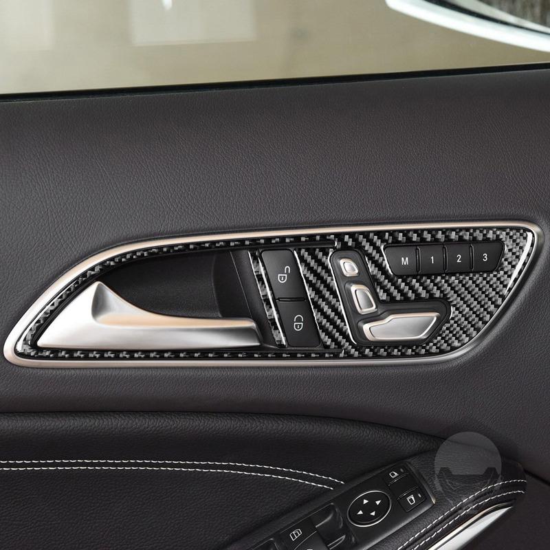 Real Carbon Fiber Car Accessories Door Handle Panel Trim Cover Soft Sticker For Mercedes CLA C117 2014-2018 GLA X156 2015-