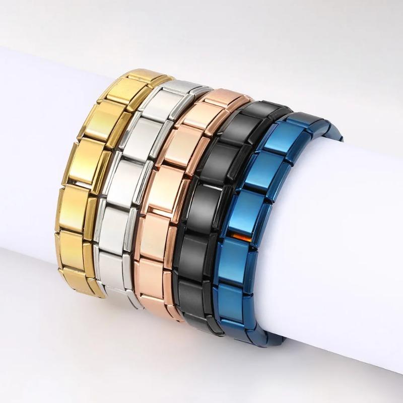 Fashion Italian Charm Bracelet for Women, High Quality Stainless Steel Elastic Creative DIY Bangle Jewelry Making