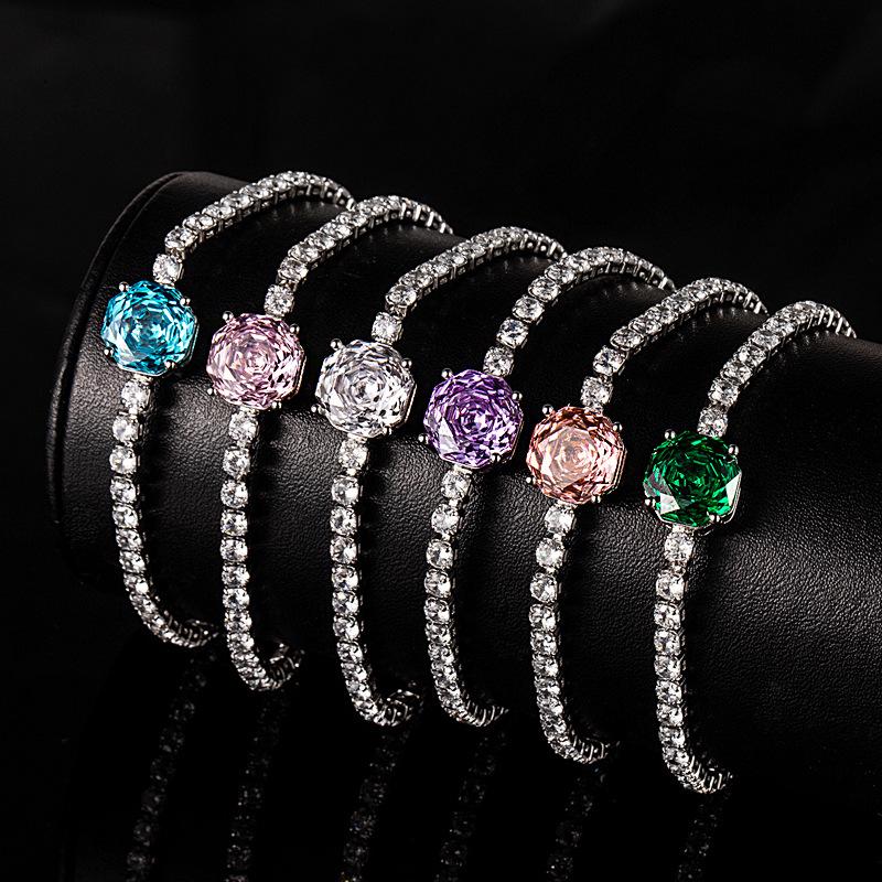 New Full Moissanite Bracelet 925 Sterling Silver Shiny bangles Chain For Women Men Wedding Jewelry Plated 18K white gold Gifts