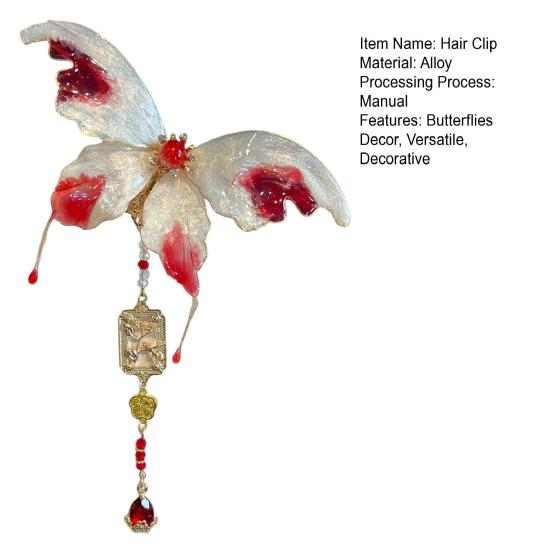 Women Hair Clip Shiny Butterflies Decor Hair Piece Hair Styling Pin Metal Rhinestone Tool Hair
