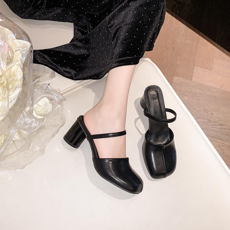 

Red Women s Faionable Outdoor Wear Thi Heel Summer New One-Strap High Heel Cool Slippers Korean Sle Daily Slip-On Sandals 35 чёрный