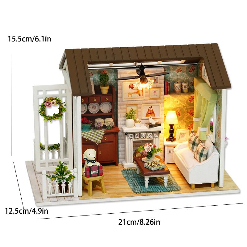 

DIY Garden House Wooden Doll House Book Nook Shelf Insert 3D Puzzle Assembly Building Flower Model Room Bookshelf Dollhouse Gift