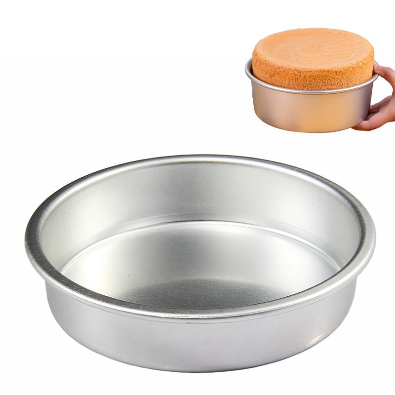 

Оптовая продажа, серебряные круглые утолщенные антипригарные металлические формы из углеродистой стали, глубокая форма для выпечки, противень для пиццы