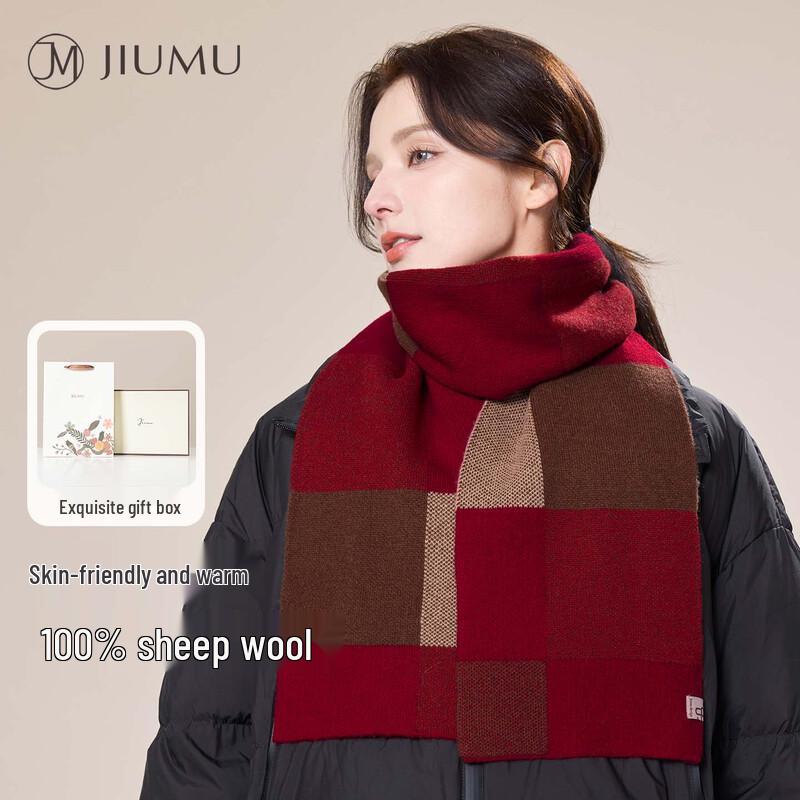 JIUMU Women's Pure Wool Warm Scarf