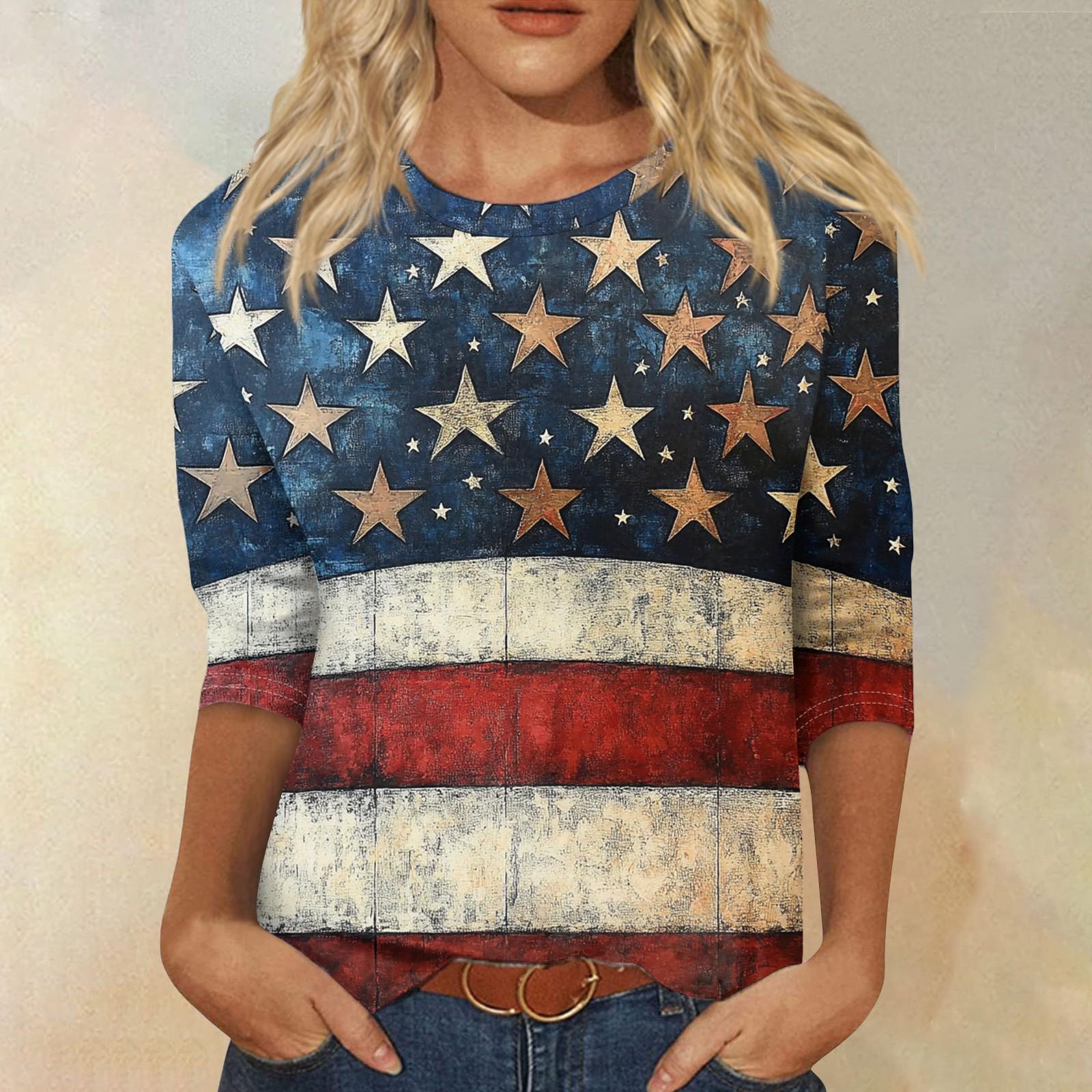 

Женская модная повседневная свободная футболка с круглым вырезом и рукавами 3/4 с принтом, женский топ M киноварь