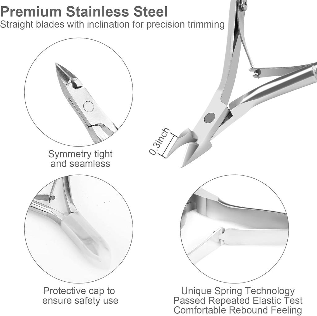 Nailpop Professional Stainless Steel Nail Cutter Scissor Nippers Function Cuticle Pusher Remover Manicure Nail Art Care Tool Kit