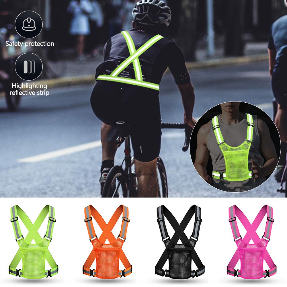 Reflektierende Sicherheitswesten, leichte, verstellbare elastische Westenjacke mit hochsichtbaren Reflektorstreifen für Verkehrskontrolle, Laufen und Radfahren