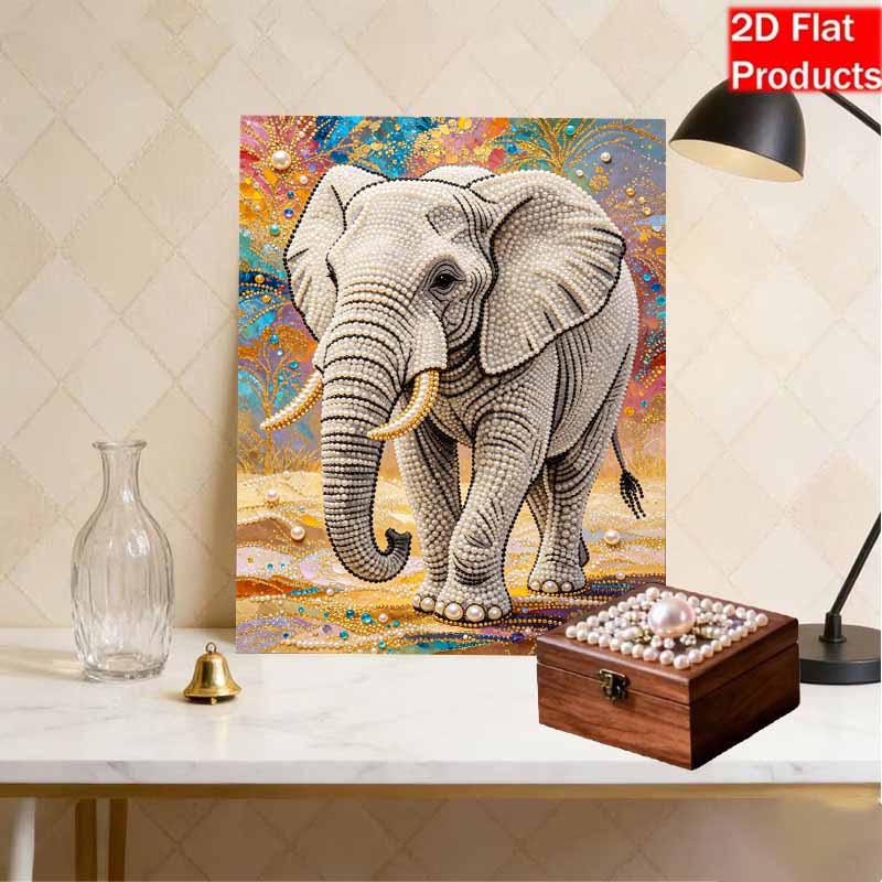 Elegant Elephant Pearl Kit DIY 5D Rhinestone Art Craft for Adults Home Party Decoration Handmade Gift