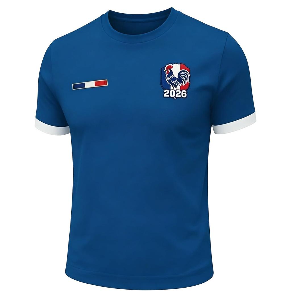 Men's Casual Crew Neck Short Sleeve Pullover T-Shirt Football Fan Jersey World Cup Supporter Top France Design
