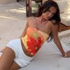 Seaside Holiday Style Flower Print Tube Top Top 2025 Summer New Gyaru Sexy Tight Navel T-shirt Tide