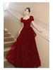 2025 Luxury Red Bridal Toasting Dress: New Style Long Evening Gown for Engagements and Weddings