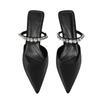 Size 35-42 Pointed High-heeled Slippers Female Summer Wear Half-drag Fairy Wind French Rhinestone Stiletto Sandals with Skirt