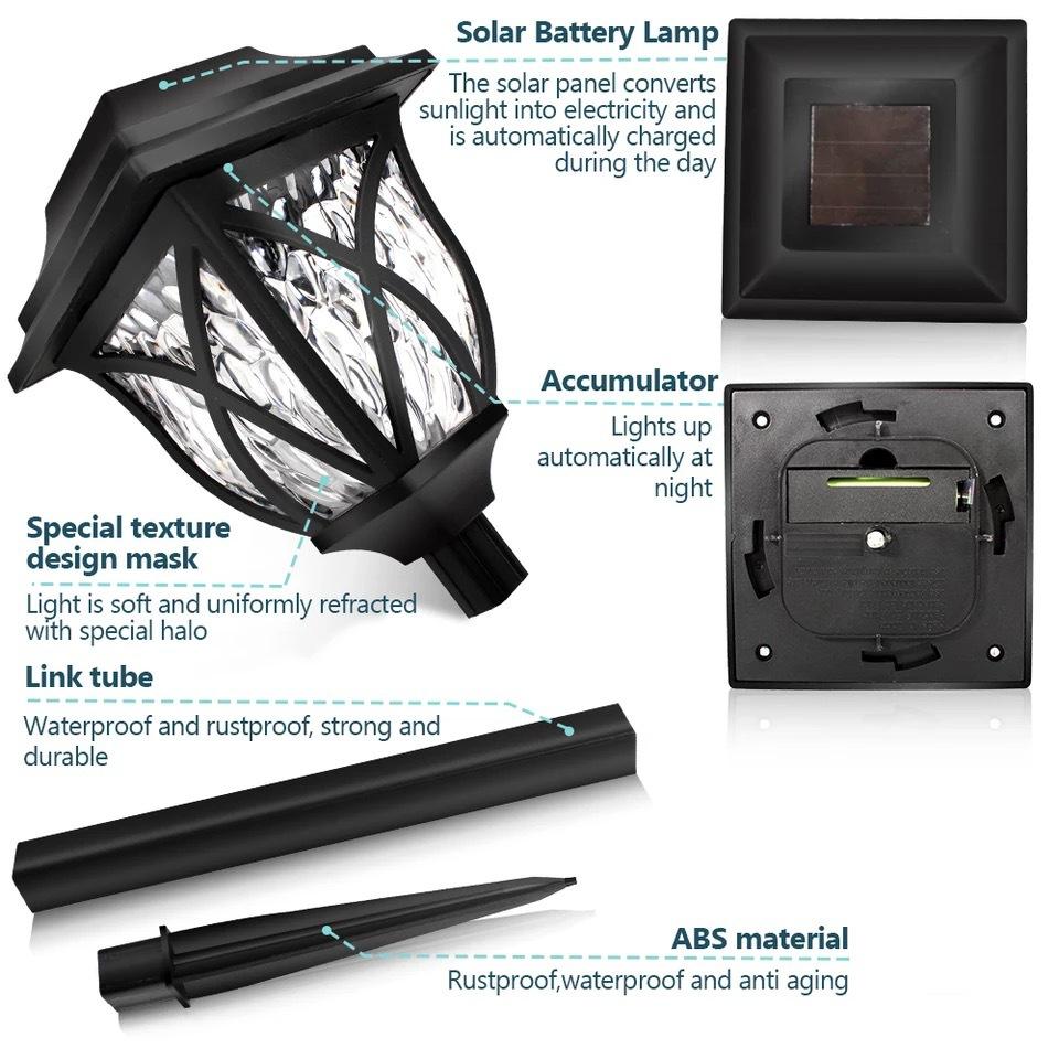 Mini Solar LED Trädgårdslampor Rostfritt stål Utomhus Solar Power Pathway Lights Yard Driveway Landskapsljus