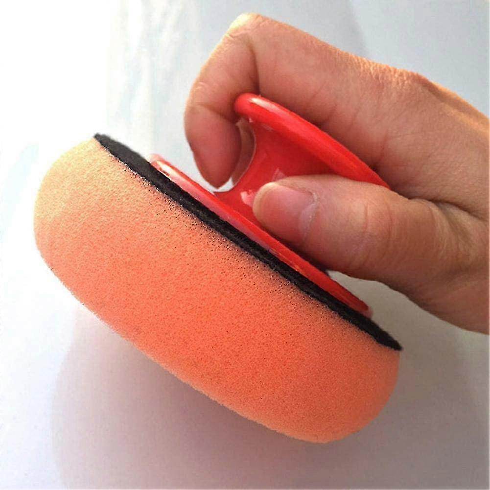 Polishing Sponge With Handle, Microfiber Hand Polishing Sponge1set-orange