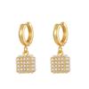 Geometric Square Micro-inlaid Pearl Earrings for Women, Simple, Elegant, Versatile, Niche Design, Fashionable Earrings.