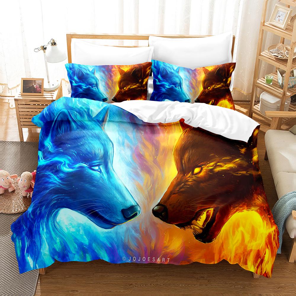 Personality Wolf Bedding Set Single Twin Full Queen King Size Wolf Bed Set Aldult Kid Bedroom Duvetcover Sets 3D Print 032