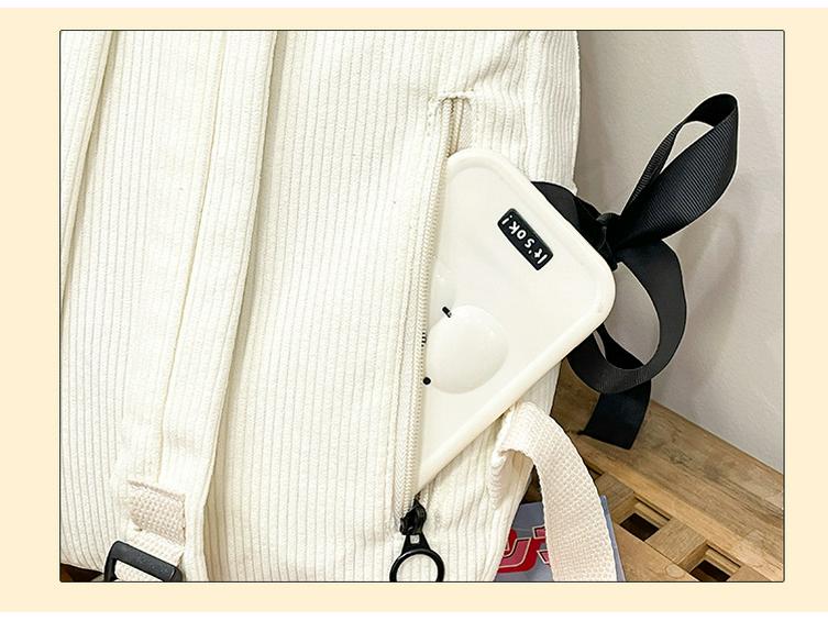 Girls' Corduroy School Backpack with Ribbon Bow - Perfect for High School and College