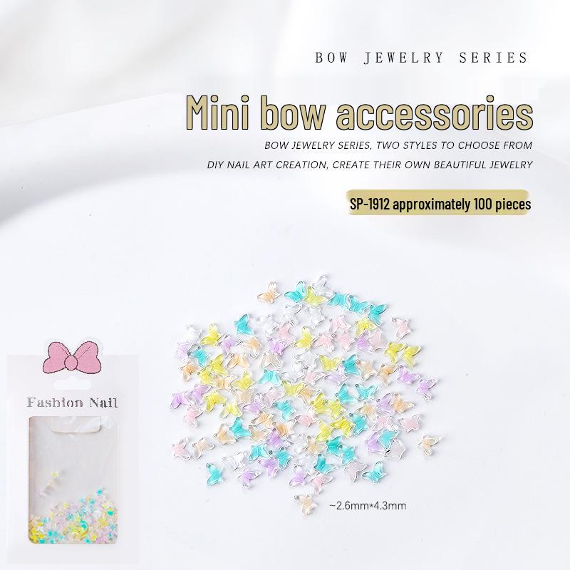 Set of 100 Colorful Mini Resin Bow Tie Nail Art Decorations