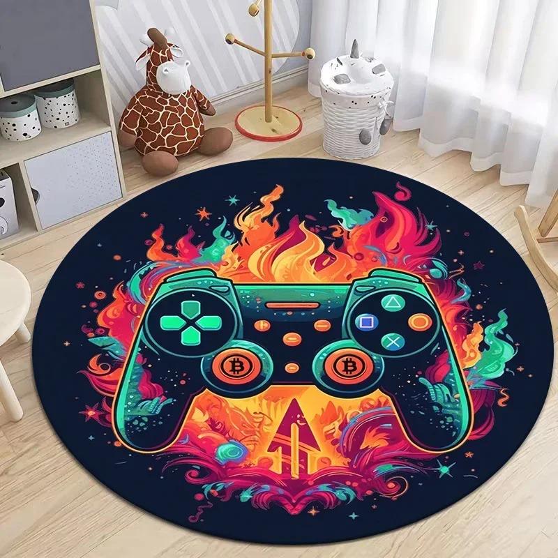 

Gamepad HD Print Round Rug Soft Carpet for Living Room Bedroom Non Slip Floor Mat Gamer Room Decor Video Game Gift Diameter 90cm(35in)