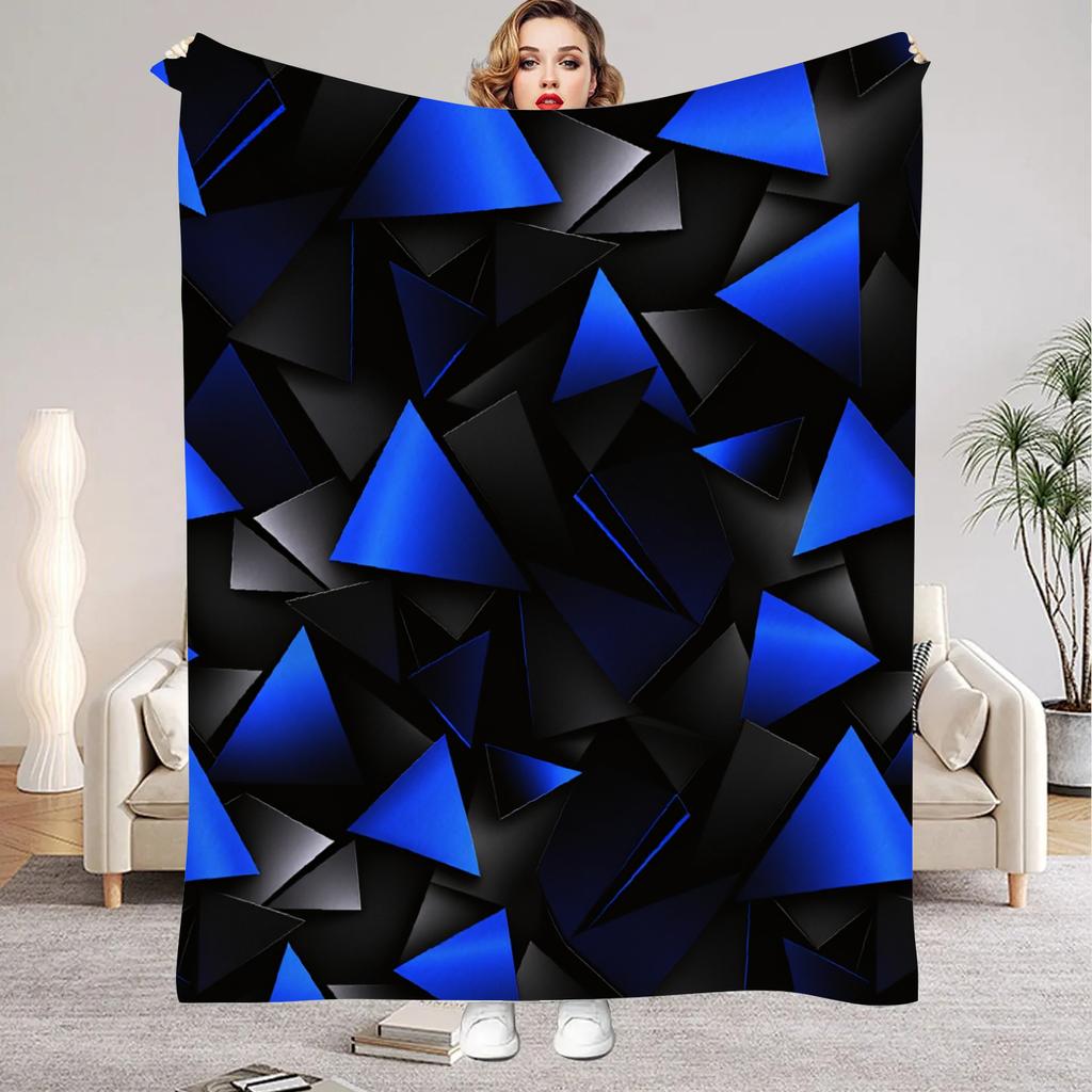 1Pc Digital Printed Solid Geometrythemed Flannel Blanket Mattress Cover Blanket for Family BedsSofasOfficesOutdoor Camping