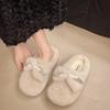 2025 new autumn and winter super fire beautiful plush warm flat bottom bag head cotton slippers fluffy slippers women wear half drag