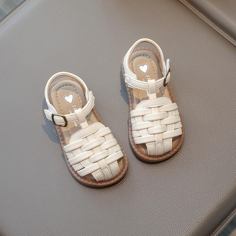 New Summer Closed-toe Sandals for Girls, Soft Comfy Anti-slip Kids Beach Shoes