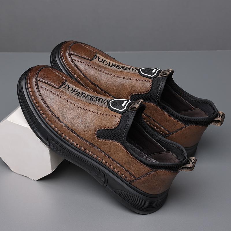 

2025 new four seasons men s casual leather shoes business light non-slip soft-soled soft-faced leather shoes 44 коричневый