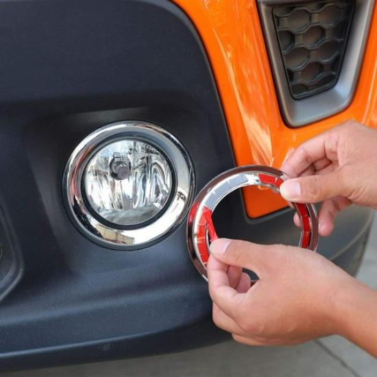 2pcs Front Fog Lamp Light Decor Cover Trim Bezels for Jeep Renegade 2019+ Chrome