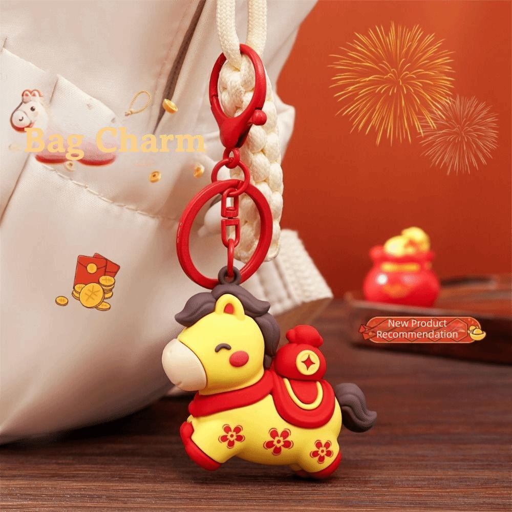 Jahr des Pferdes Pferd Schlüsselanhänger Cartoon Pferd Design Schlüsselring Tierkreis Pony Schlüsselanhänger Neujahrsgeschenk